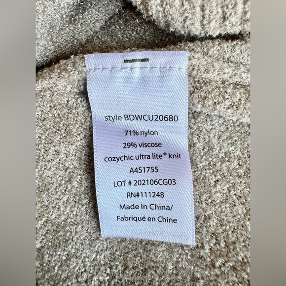 New Barefoot Dreams Cozy Chic Ultra Lite Cowl Neck Taupe Tunic Sweater - 2X - Picture 9 of 10